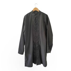 Xing Long Black Knotted Button Long Shirt, 5XL